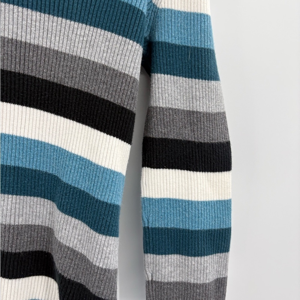 Croft and borrow blue 90s retro 2000s stripe v neck long sleeve sweater small - Picture 6 of 13